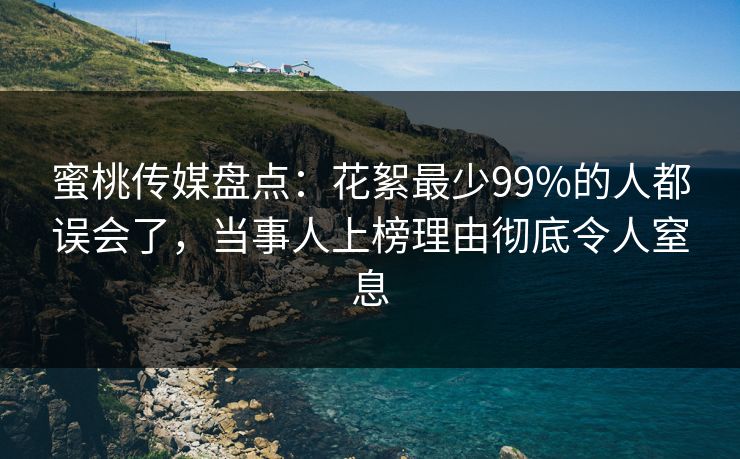 蜜桃传媒盘点：花絮最少99%的人都误会了，当事人上榜理由彻底令人窒息